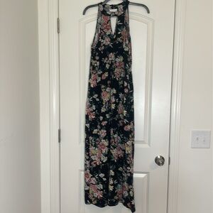 Xhilaration Floral Print High Neck Maxi Dress L